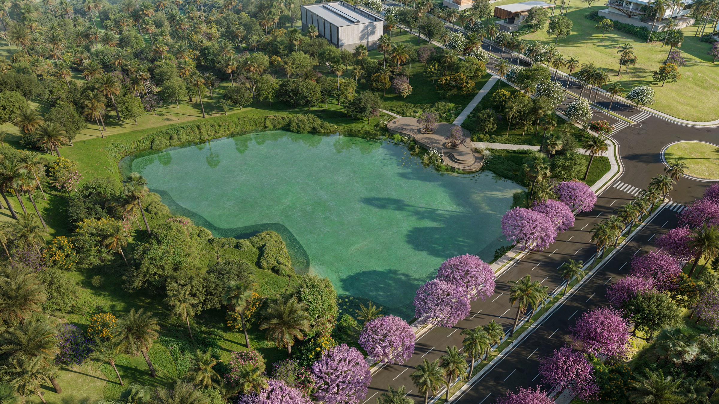 Lago com deck do Jardins